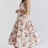 Mademoiselle Italian Rose Print Tulle Midi Dress