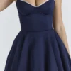 Mademoiselle Navy Satin Tulle Midi Dress