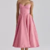 Mademoiselle Raspberry Satin Tulle Midi Dress