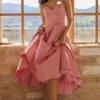 Mademoiselle Raspberry Satin Tulle Midi Dress