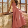 Mademoiselle Raspberry Satin Tulle Midi Dress