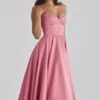 Mademoiselle Raspberry Satin Tulle Midi Dress