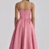 Mademoiselle Raspberry Satin Tulle Midi Dress