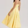 Mademoiselle Sunshine Yellow Satin Tulle Midi Dress