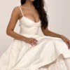 Mademoiselle White Tulle Midi Dress