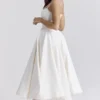 Mademoiselle White Tulle Midi Dress