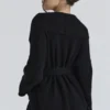 Madison Black Pure Wool Draped Front Cardigan