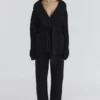 Madison Black Pure Wool Draped Front Cardigan