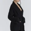 Madison Black Pure Wool Draped Front Cardigan