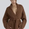 Madison Tan Pure Wool Draped Front Cardigan