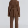 Madison Tan Pure Wool Draped Front Cardigan