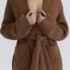 Madison Tan Pure Wool Draped Front Cardigan