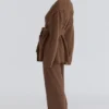 Madison Tan Pure Wool Draped Front Cardigan