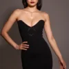 Magdalena Black Strapless Midi Dress
