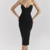 Magdalena Black Strapless Midi Dress