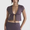 Maia Dark Mauve Tie Front Top