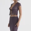 Maia Dark Mauve Tie Front Top