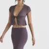Maia Dark Mauve Tie Front Top