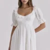Maisie White Broderie Anglaise Regency Babydoll Mini Dress