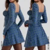 Malika Blue Tartan Corset Mini Dress