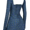 Malika Blue Tartan Corset Mini Dress