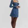 Malika Blue Tartan Corset Mini Dress
