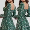 Malika Green Floral Corset Mini Dress