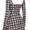 Malika Red Tartan Corset Mini Dress