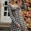 Malika Red Tartan Corset Mini Dress
