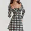 Malika Red Tartan Corset Mini Dress