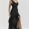 Malila Black Ruffle Maxi Dress