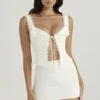 Mallie White Linen A-Line Mini Skirt
