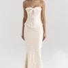 Mara Ivory Metallic Jacquard Maxi Skirt