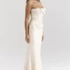 Mara Ivory Metallic Jacquard Maxi Skirt