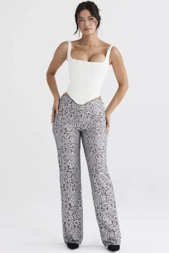 Mara Silver Metallic Lace Trousers