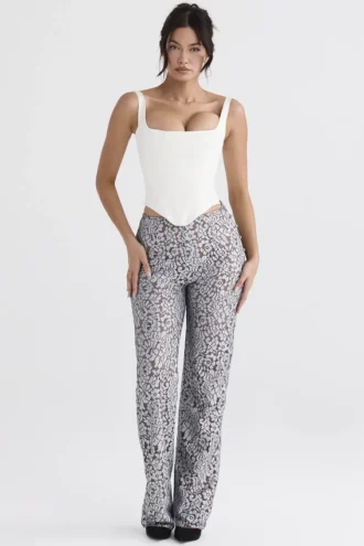 Mara Silver Metallic Lace Trousers