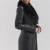 Marcel Black Faux Fur Trimmed Vegan Leather Coat