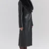 Marcel Black Faux Fur Trimmed Vegan Leather Coat