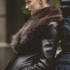 Marcel Brown Faux Fur Trimmed Vegan Leather Coat