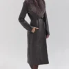 Marcel Brown Faux Fur Trimmed Vegan Leather Coat