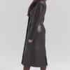 Marcel Brown Faux Fur Trimmed Vegan Leather Coat
