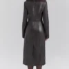 Marcel Brown Faux Fur Trimmed Vegan Leather Coat