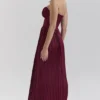 Marcella Berry Pleated Satin Maxi Dress