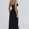 Marcella Black Georgette Pleated Maxi Dress