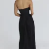 Marcella Black Georgette Pleated Maxi Dress
