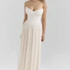 Marcella Ivory Georgette Pleated Maxi Dress