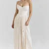 Marcella Ivory Georgette Pleated Maxi Dress
