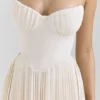 Marcella Ivory Georgette Pleated Maxi Dress