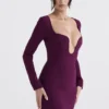 Marcella Merlot Plunge Corset Dress