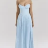 Marcella Ocean Blue Pleated Maxi Dress